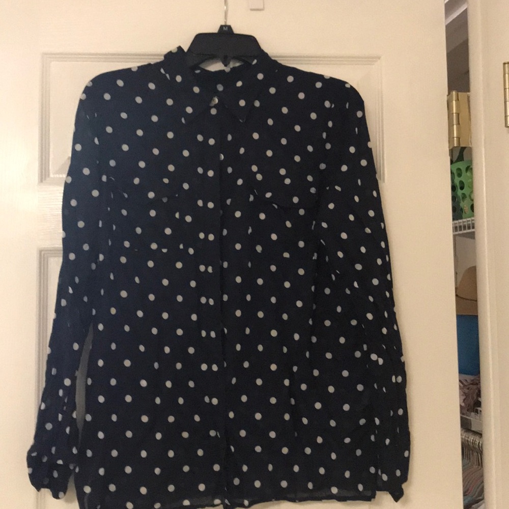 Navy blue polka dot blouse
